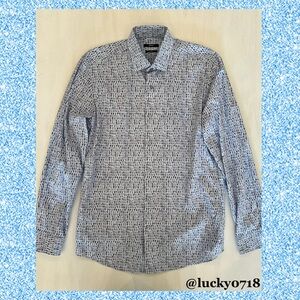 Hugo Boss Men’s EUC Slim Fit Blue Printed Dress Shirt Sz 15.5